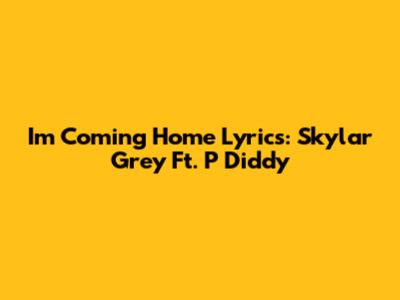 I'm Coming Home Lyrics: Skylar Grey Ft. P Diddy