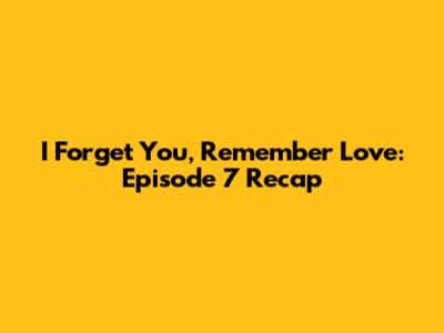 I Forget You, Remember Love: Episode 7 Recap