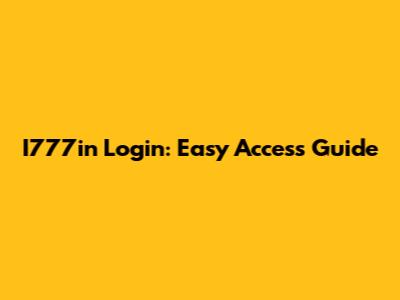 I777in Login: Easy Access Guide