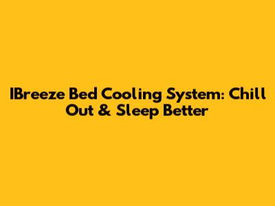 IBreeze Bed Cooling System: Chill Out & Sleep Better