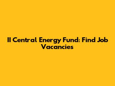 II Central Energy Fund: Find Job Vacancies