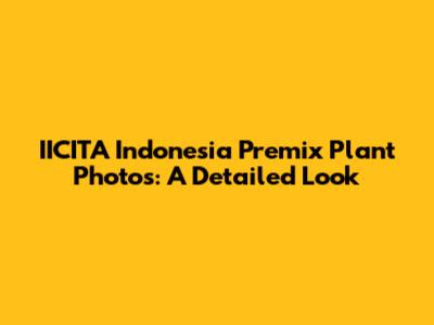 IICITA Indonesia Premix Plant Photos: A Detailed Look