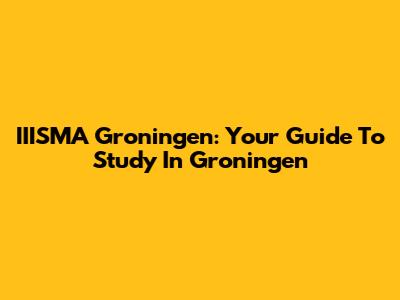 IIISMA Groningen: Your Guide To Study In Groningen