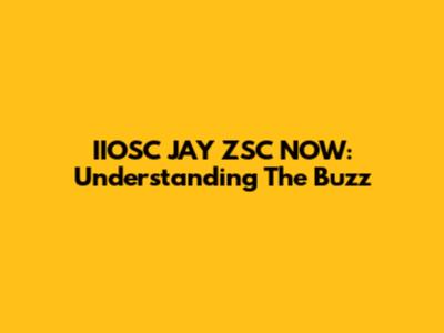 IIOSC JAY ZSC NOW: Understanding The Buzz