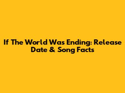 If The World Was Ending: Release Date & Song Facts