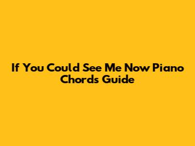 If You Could See Me Now Piano Chords Guide