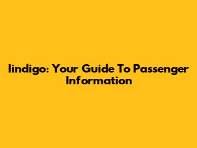 Iindigo: Your Guide To Passenger Information