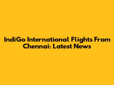 IndiGo International Flights From Chennai: Latest News