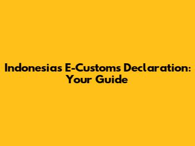 Indonesia's E-Customs Declaration: Your Guide