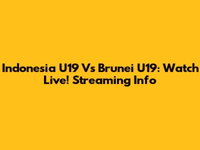 Indonesia U19 Vs Brunei U19: Watch Live! Streaming Info