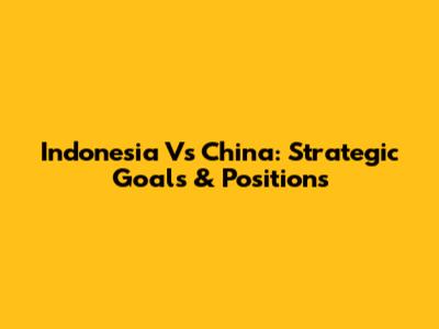 Indonesia Vs China: Strategic Goals & Positions
