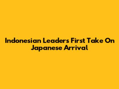 Indonesian Leaders' First Take On Japanese Arrival
