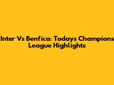 Inter Vs Benfica: Today's Champions League Highlights