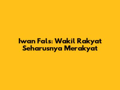 Iwan Fals: Wakil Rakyat Seharusnya Merakyat