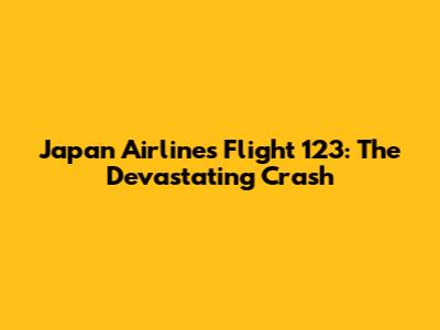 Japan Airlines Flight 123: The Devastating Crash