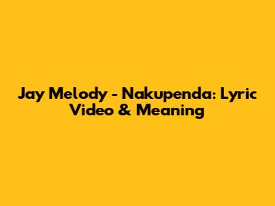 Jay Melody - Nakupenda: Lyric Video & Meaning