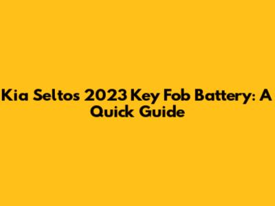 Kia Seltos 2023 Key Fob Battery: A Quick Guide