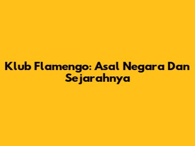 Klub Flamengo: Asal Negara Dan Sejarahnya
