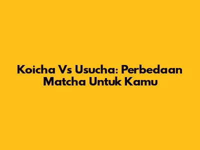Koicha Vs Usucha: Perbedaan Matcha Untuk Kamu