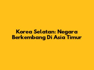 Korea Selatan: Negara Berkembang Di Asia Timur
