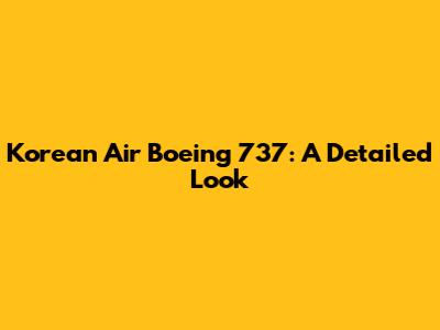 Korean Air Boeing 737: A Detailed Look