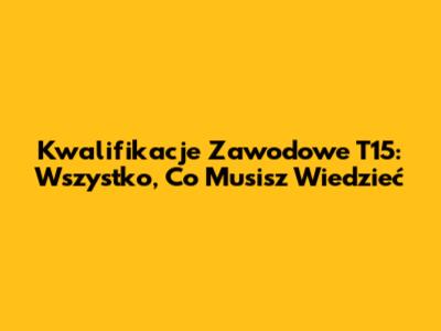 Kwalifikacje Zawodowe T15: Wszystko, Co Musisz Wiedzieć