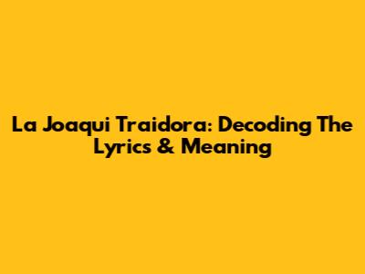 La Joaqui Traidora: Decoding The Lyrics & Meaning