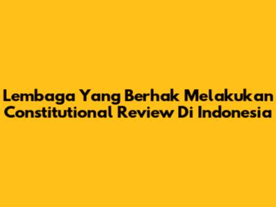 Lembaga Yang Berhak Melakukan Constitutional Review Di Indonesia