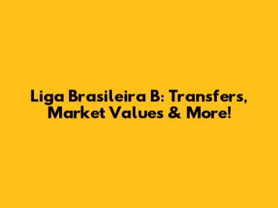 Liga Brasileira B: Transfers, Market Values & More!