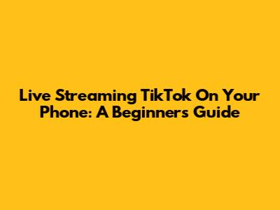 Live Streaming TikTok On Your Phone: A Beginner's Guide