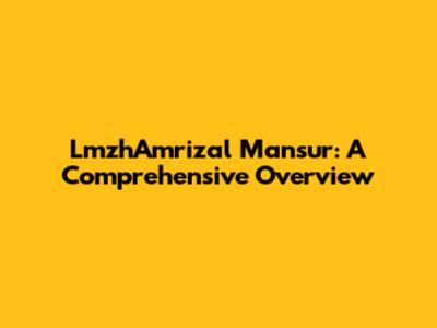 LmzhAmrizal Mansur: A Comprehensive Overview