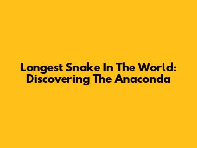 Longest Snake In The World: Discovering The Anaconda