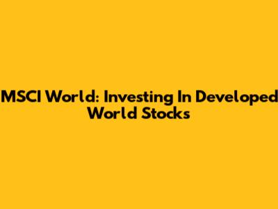 MSCI World: Investing In Developed World Stocks