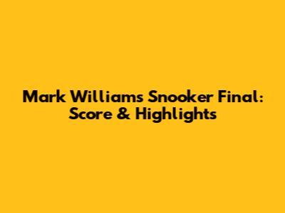 Mark Williams Snooker Final: Score & Highlights