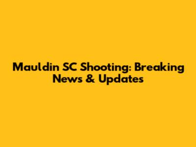 Mauldin SC Shooting: Breaking News & Updates