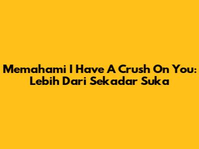 Memahami 'I Have A Crush On You': Lebih Dari Sekadar Suka