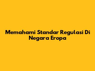 Memahami Standar Regulasi Di Negara Eropa