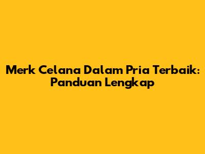 Merk Celana Dalam Pria Terbaik: Panduan Lengkap
