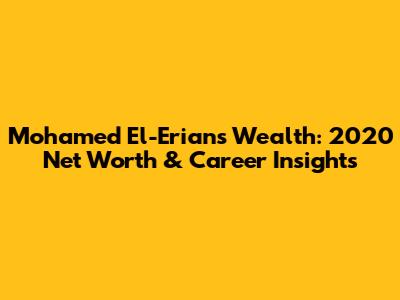 Mohamed El-Erian's Wealth: 2020 Net Worth & Career Insights