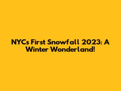 NYC's First Snowfall 2023: A Winter Wonderland!