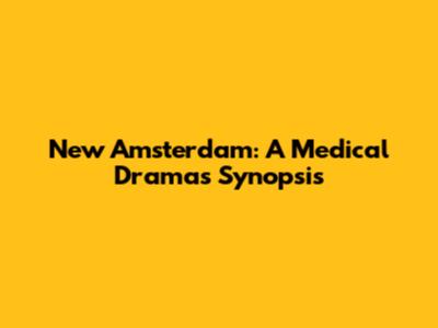 New Amsterdam: A Medical Drama's Synopsis