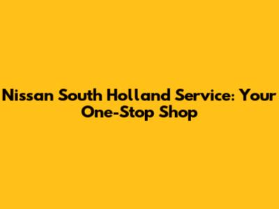 Nissan South Holland Service: Your One-Stop Shop