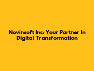 Novinsoft Inc: Your Partner In Digital Transformation