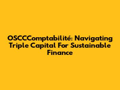 OSCCComptabilité: Navigating Triple Capital For Sustainable Finance