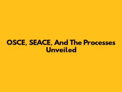 OSCE, SEACE, And The Processes Unveiled