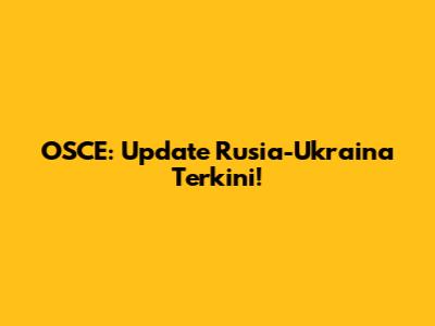 OSCE: Update Rusia-Ukraina Terkini!
