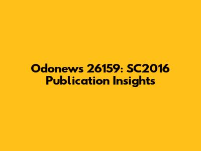 Odonews 26159: SC2016 Publication Insights