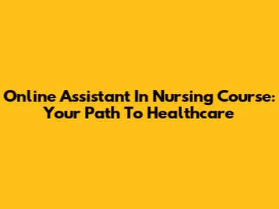 Online Assistant In Nursing Course: Your Path To Healthcare