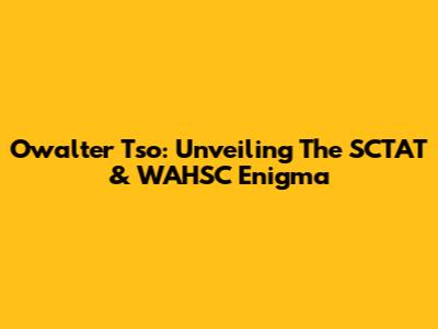 Owalter Tso: Unveiling The SCTAT & WAHSC Enigma