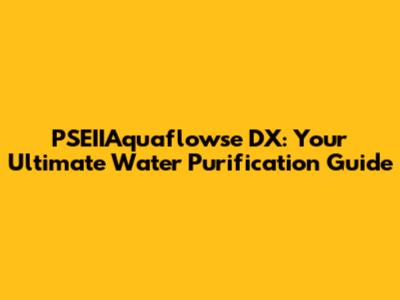 PSEIIAquaflowse DX: Your Ultimate Water Purification Guide